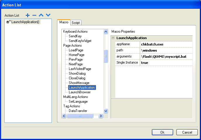 How to execute batch file from JMobile